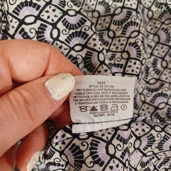 Tory Burch Brigitte Button-Down Blouse Carinthia Navy Sz 8 Work Career Designer - Picture 7 of 7